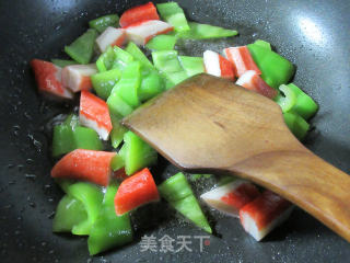 Fried Green Pepper with Crab Sticks recipe