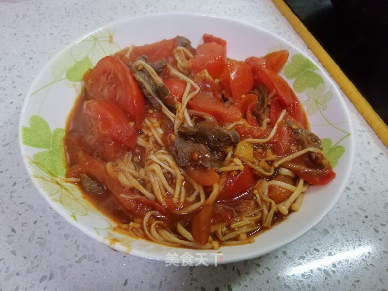 Beef with Tomato and Enoki Mushroom recipe