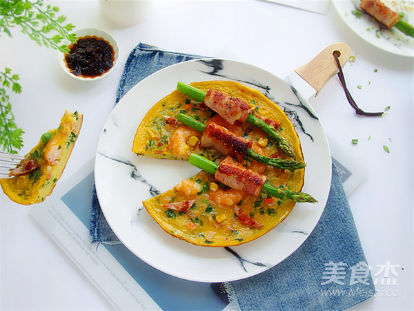 Shrimp and Leek Thick Omelet recipe