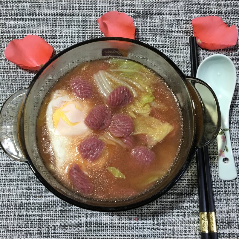 Poached Egg Vegetable Cat Ear Soup recipe