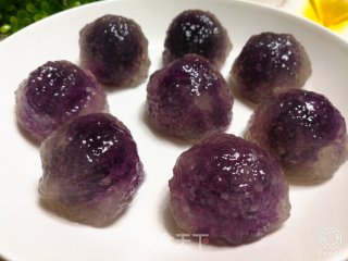 Crystal Clear, Soft and Soft "sago Purple Sweet Potato Ball" recipe