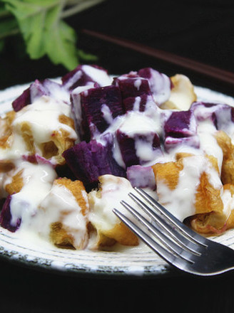 Purple Sweet Potato Steamed Fritters recipe