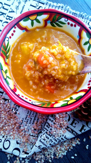 Pumpkin Congee with Red Brown Rice recipe