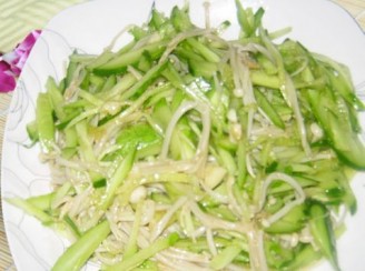 Cucumber Mixed with Enoki Mushrooms recipe