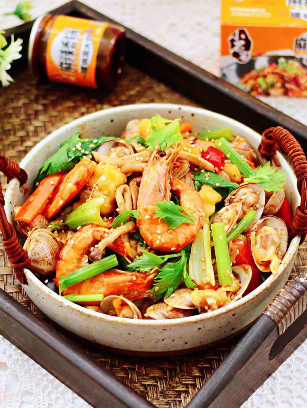 Spicy Hot Pot with Seafood and Mixed Vegetables