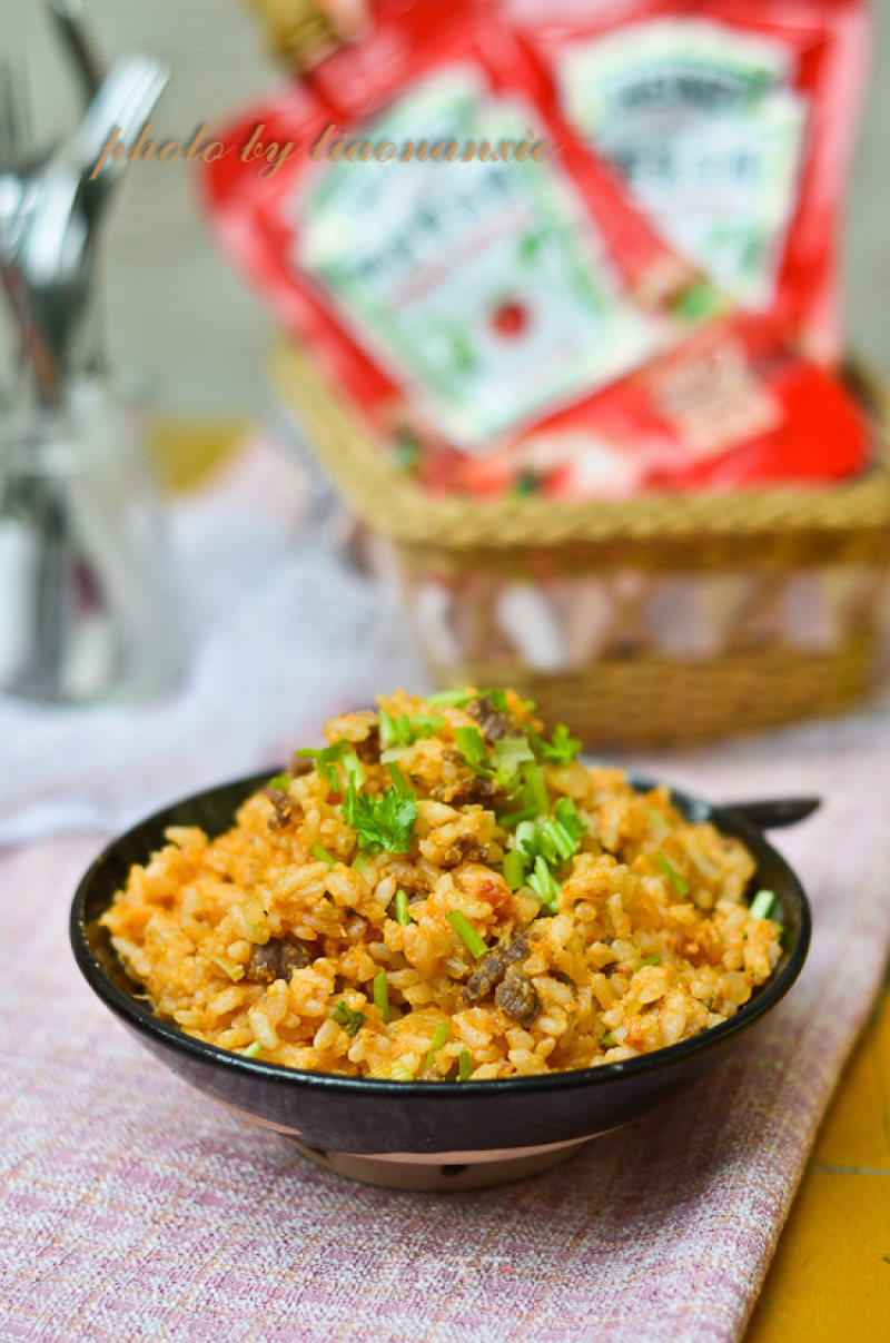 Beef Fried Rice with Tomato Sauce