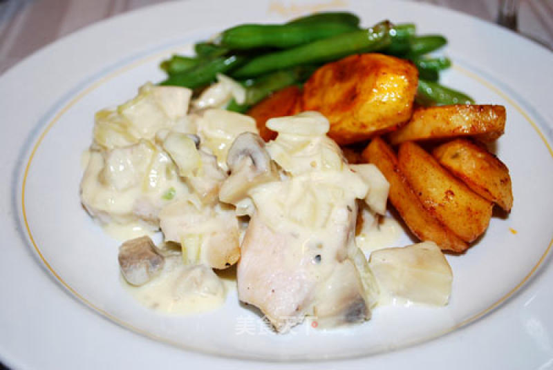 Pan-fried Chicken Nuggets + Mushroom Sauce recipe