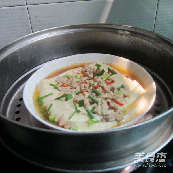 Steamed Tofu with Light Soy Sauce Minced Pork recipe