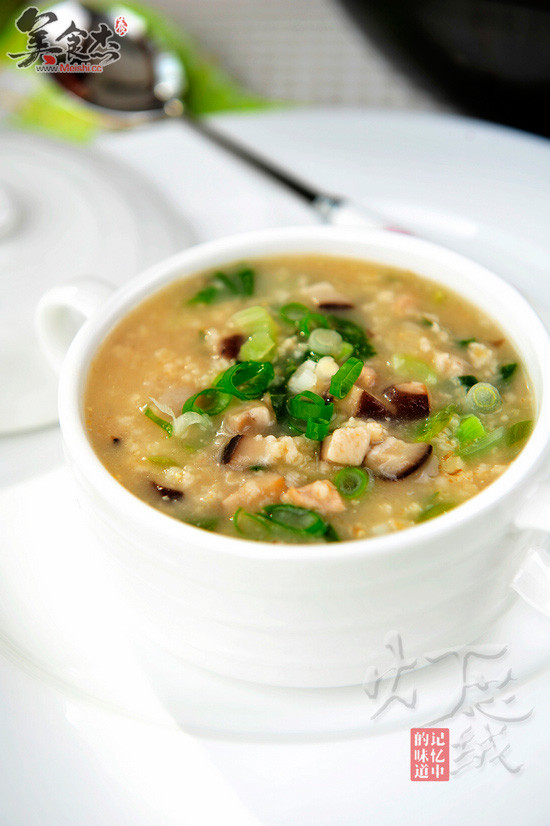 Oatmeal with Shredded Pork and Greens recipe