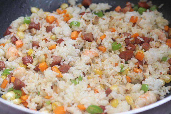 Fried Rice with Beef Sausage and Shrimp recipe