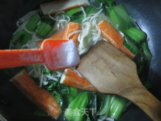 Noodle Soup with Crab Sticks and Cabbage Core recipe