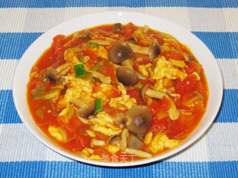 Scrambled Eggs with Shimeji Mushroom and Tomato recipe