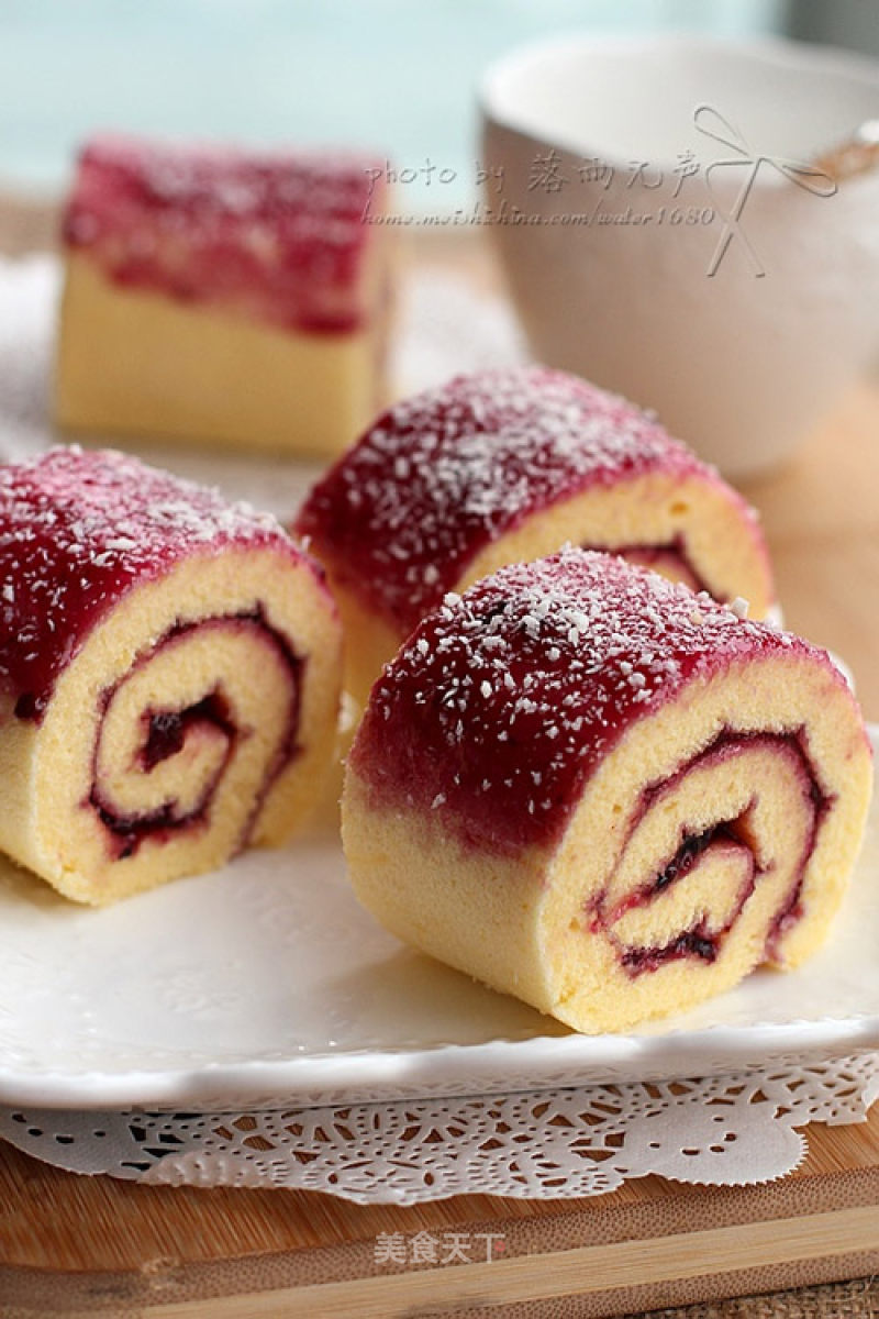 Blueberry Coconut Cake Roll recipe