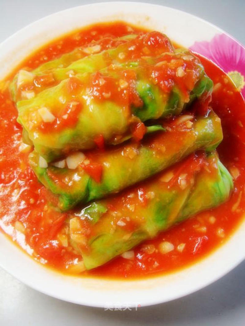 【flower Cabbage】-tomato Sauce and Tofu Cabbage Roll recipe