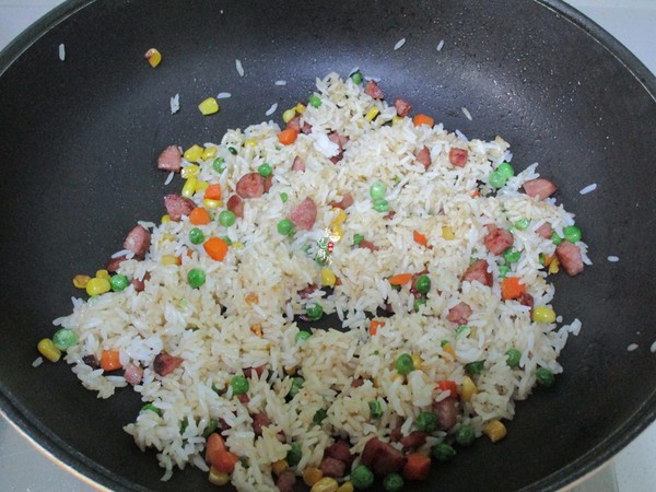 Fried Rice with Beef Sausage and Mixed Vegetables recipe