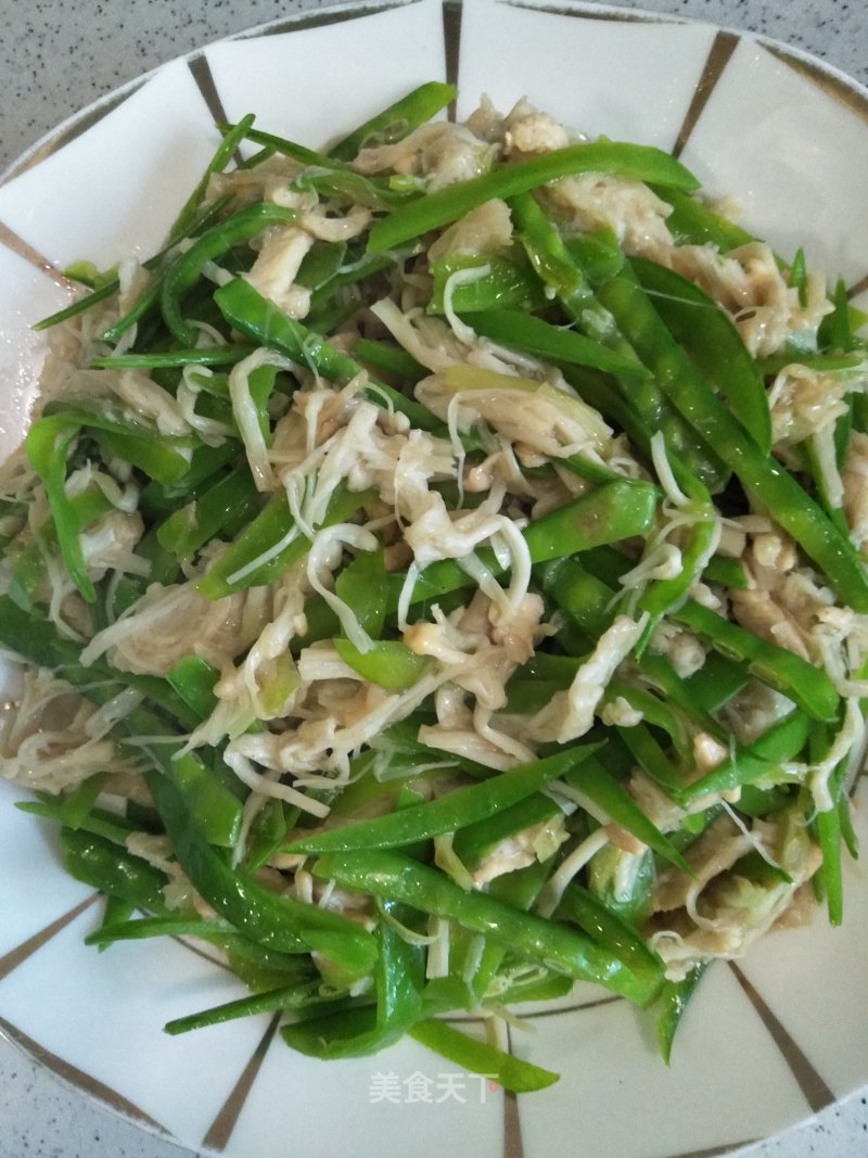 Fried Enoki Mushrooms with Snow Peas recipe