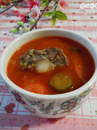 Tomato Quinoa Pickled Cucumber Oxtail Soup recipe
