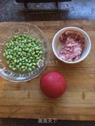 Roasted Edamame with Minced Meat and Tomato recipe