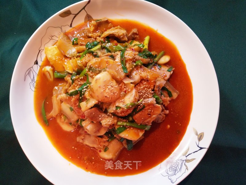 Stir-fried Rice Cake with Pork Belly and Spicy Cabbage recipe