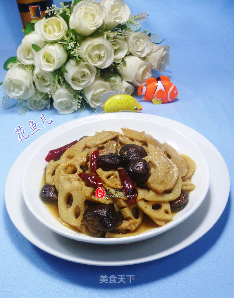 Stir-fried Lotus Root with Mushrooms and Soy Protein