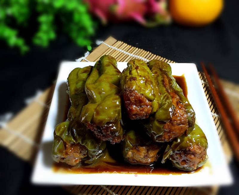 #trust之美#stuffed Meat with Tiger Skin and Green Pepper recipe