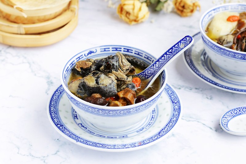 Mushroom and Yam Black Chicken Soup recipe