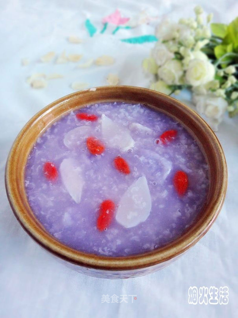 Purple Yam Lily Glutinous Rice Porridge recipe