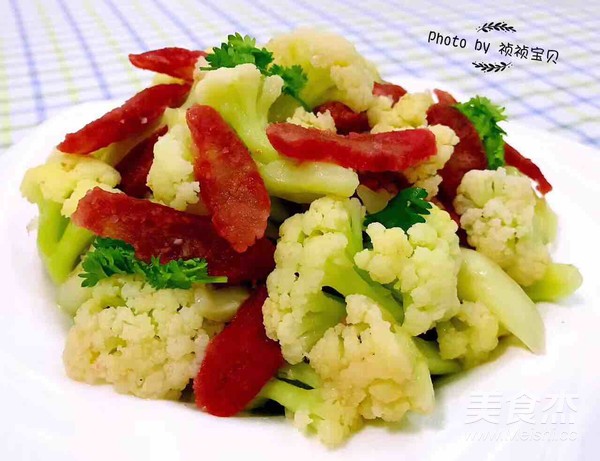 Stir-fried Organic Cauliflower with Sausage recipe