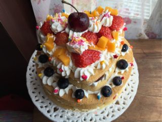 Creamy Fruit Naked Cake recipe