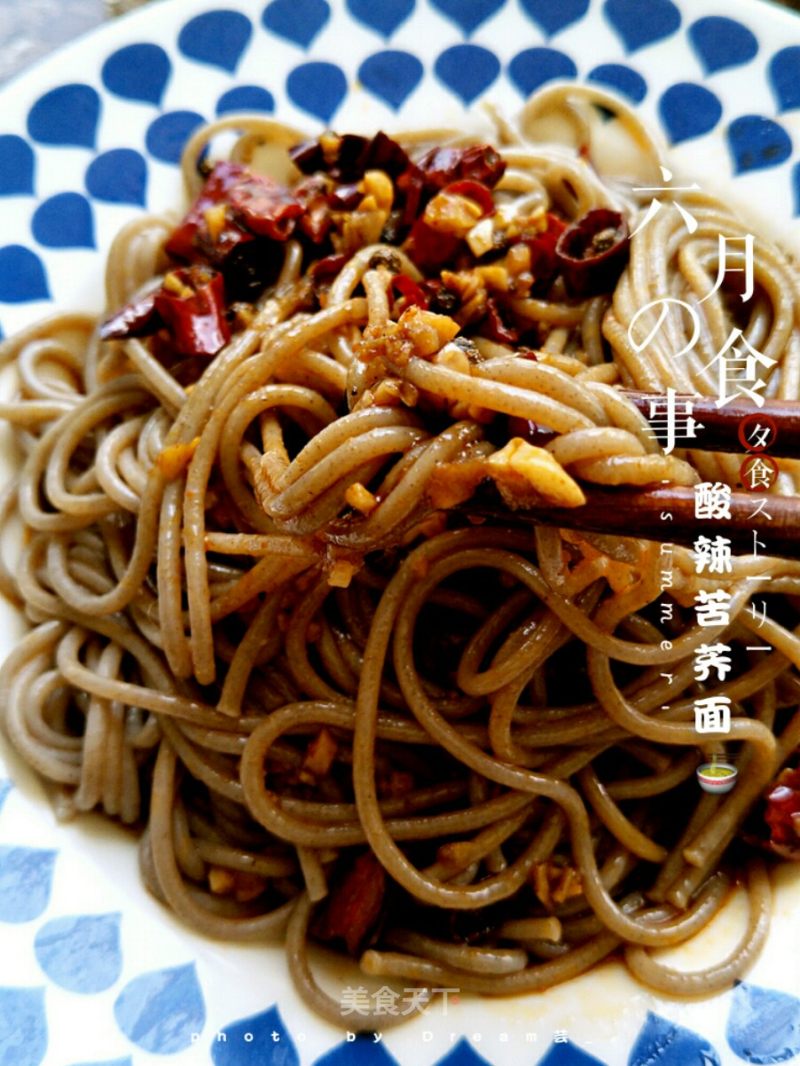 A Bowl of Hot and Sour Bitter Soba Noodles in Summer