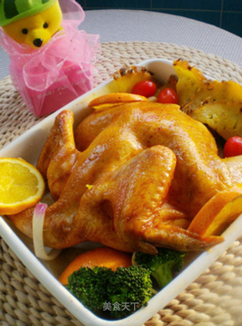 Lucky Fortune-roasted Chicken with Pomelo Honey and Pineapple recipe