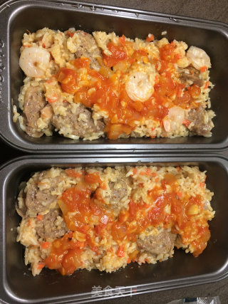 Baked Rice with Shrimp, Sausage and Cheese (super Detailed Steps) recipe