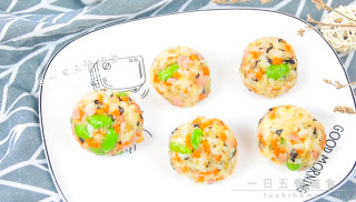 Shrimp, Miscellaneous Vegetables and Cheese Rice Ball Baby Food Supplement, Cooked Rice + Carrot + Cooked Edamame recipe