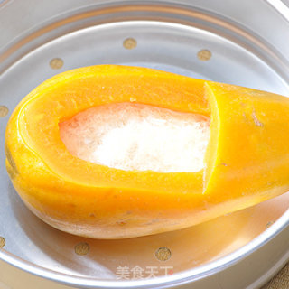 Papaya Stewed Milk Snow Bird's Nest Peach Gelatin Soup recipe