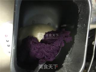 Purple Sweet Potato Rice Cake with Bean Paste recipe