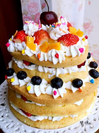 Creamy Fruit Naked Cake recipe