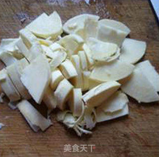 Fried Mustard Slices, Winter Bamboo Shoots and Edamame recipe