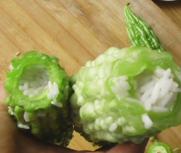 Bitter Gourd Stuffed Glutinous Rice recipe