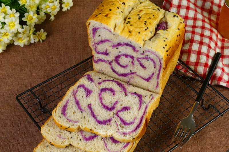 Super Delicious Black Sesame and Purple Sweet Potato Bread recipe