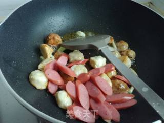 Cumin Sausage Fish Balls with Pleurotus Eryngii recipe