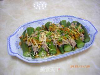 Steamed Okra with Minced Meat recipe