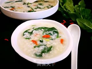 Lean Pork Congee with Wolfberry Leaves recipe