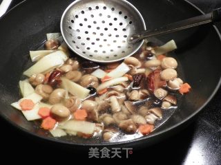 Three Mushroom Braised Double Bamboo Shoots recipe