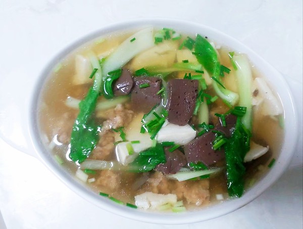 Duck Blood Tofu Meatball Soup recipe