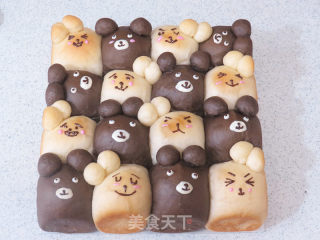Cute. [two-color Bear Squeezes Bread] recipe