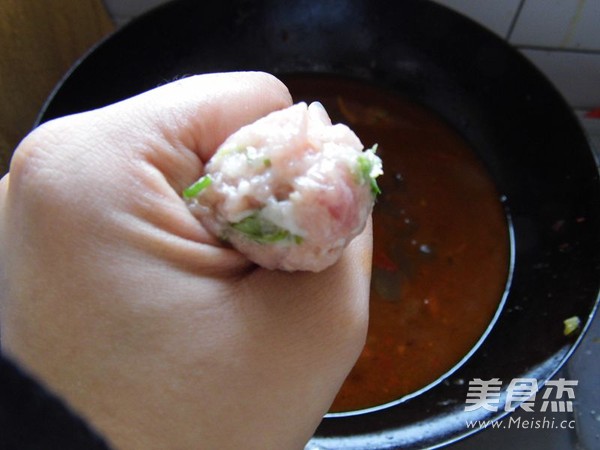 Cilantro Meatballs in Red Soup recipe