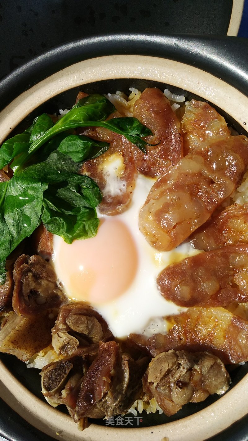Cured Duck and Sausage Claypot Rice recipe