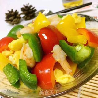 Scrambled Eggs with Shrimp and Bell Pepper recipe