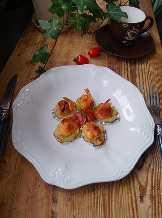 Potato Pancake Baked Cheese Prawns recipe