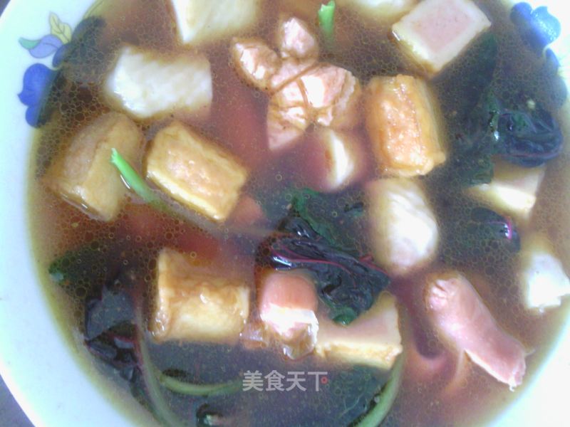 Red Soup-amaranth Fish Tofu Soup recipe